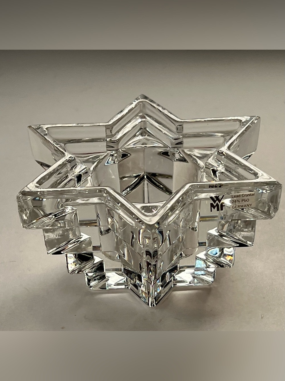 WMF 24% lead crystal star of David votive candle holder